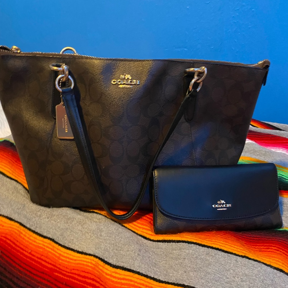 Coach bag with matching wallet.